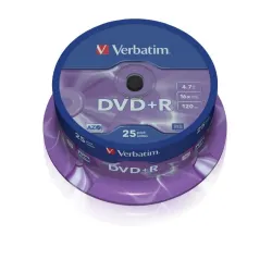 Płyty DVD+R Verbatim 16x 4.7GB Matt Silver (cake 25) | PartsPC.pl
