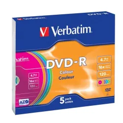 Płyty DVD-R Verbatim 16x 4.7GB (Slim 5) COLOUR | PartsPC.pl
