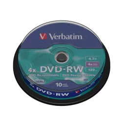 Płyty DVD-RW Verbatim 4x 4.7GB (Cake 10) MATT SILVER | PartsPC.pl