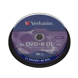 Płyty DVD+R DL Verbatim 8x 8,5GB Matt Silver (Cake 10) | PartsPC.pl