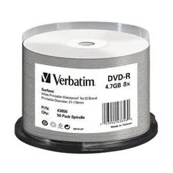 Płyty DVD-R Verbatim 4,7GB 16x Cake 50 szt Nadruk | PartsPC.pl