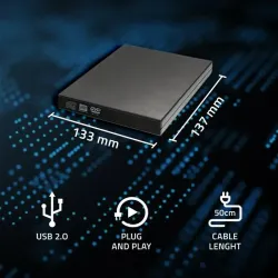 Nagrywarka Qoltec DVD-RW zewnętrzna | USB2.0 | czarna | PartsPC.pl