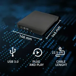 Nagrywarka Qoltec DVD-RW zewnętrzna | USB3.0 | czarna | PartsPC.pl