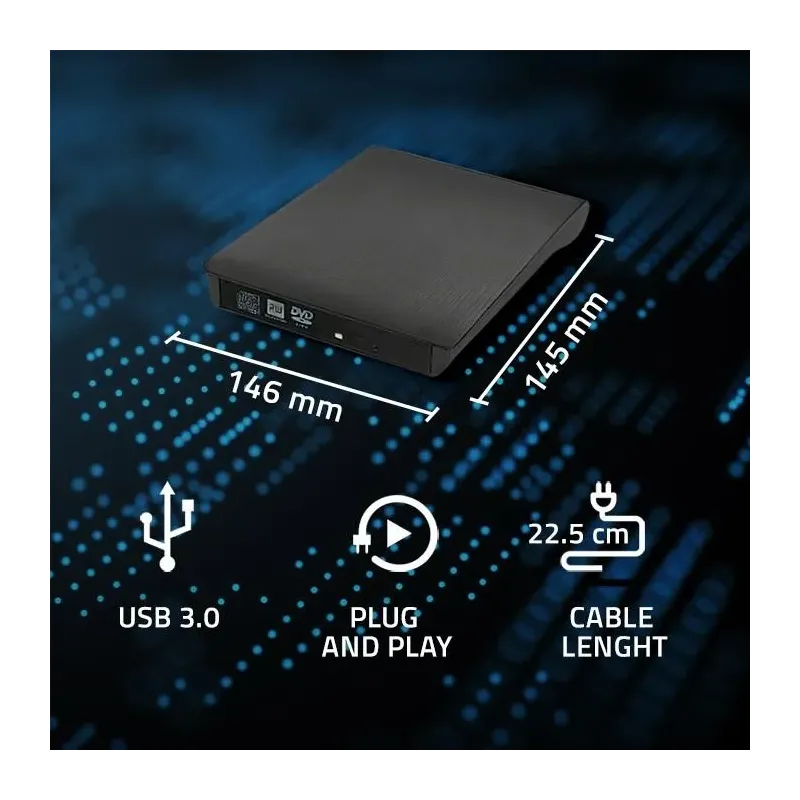 Nagrywarka Qoltec DVD-RW zewnętrzna | USB3.0 | czarna | PartsPC.pl