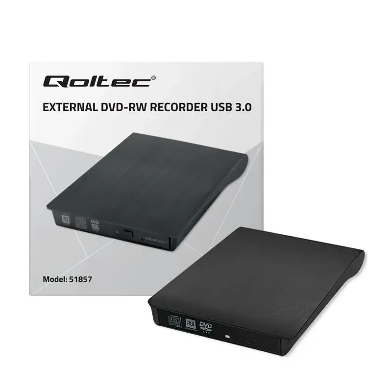 Nagrywarka Qoltec DVD-RW zewnętrzna | USB3.0 | czarna | PartsPC.pl