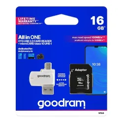 Karta pamięci microSDHC GOODRAM 16GB M1A4 UHS-I + Adapter | PartsPC.pl