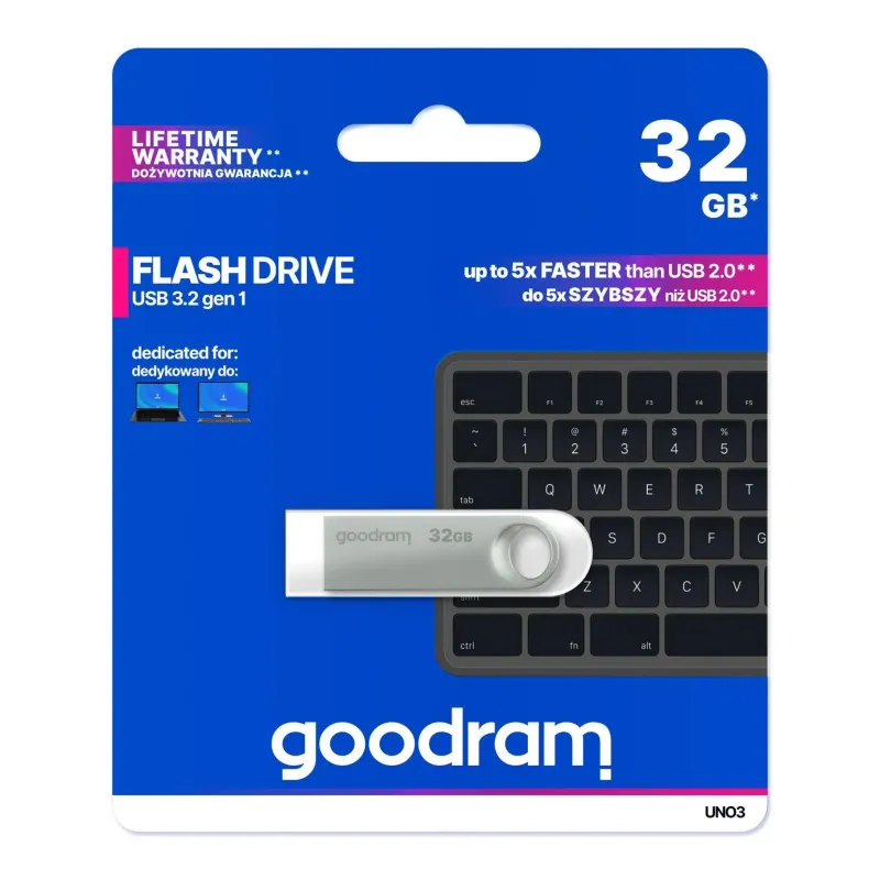 Pendrive GOODRAM UNO3 32GB USB 3.2 Gen 1 Srebrny | PartsPC.pl