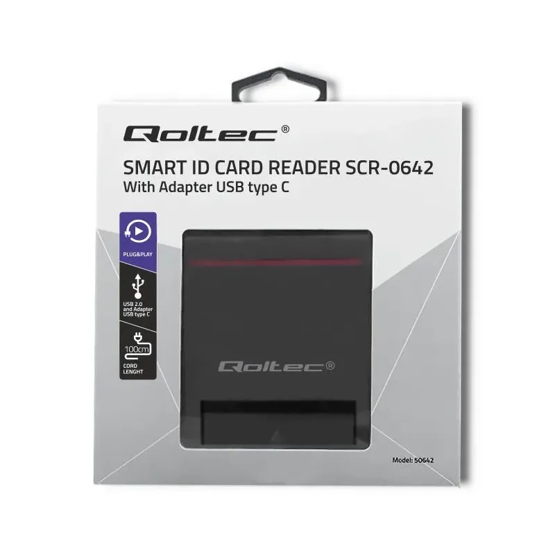 Czytnik kart chipowych ID Qoltec SCR-0642 | USB 2.0 + | PartsPC.pl