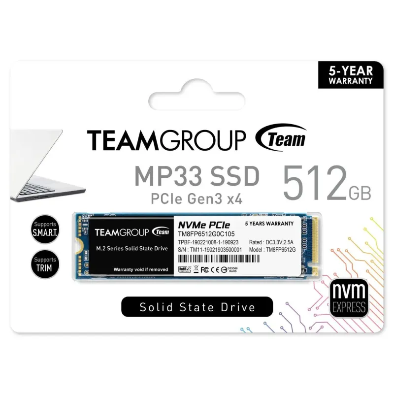 Dysk SSD Team Group MP33 512GB M.2 2280 PCIe NVMe | PartsPC.pl