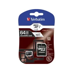 Karta pamięci MicroSDXC Verbatim 64GB Class 10 + adapter | PartsPC.pl