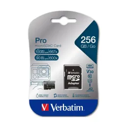 Karta pamięci Micro SDXC Verbatim Pro U3 256GB (100/90 | PartsPC.pl