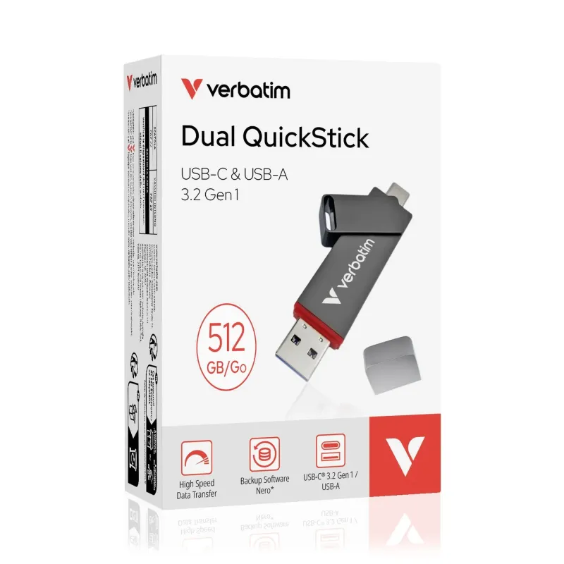 Pendrive Verbatim Dual QuickStick 512GB USB-C/USB-A USB | PartsPC.pl