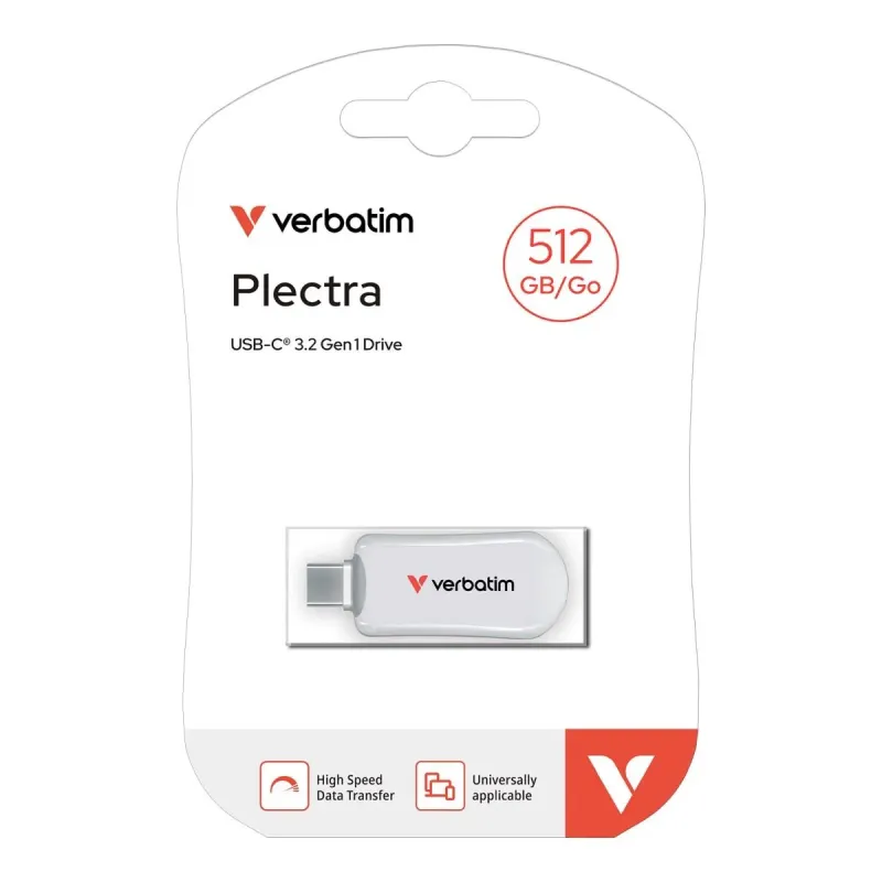 Pendrive Verbatim Plectra 512GB USB-C 3.0 White | PartsPC.pl