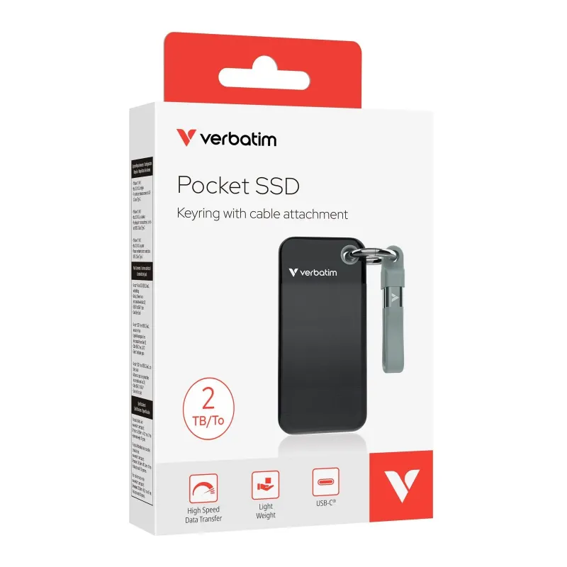 Dysk SSD zewnętrzny Verbatim Pocket SSD 2TB USB-C 3.2 | PartsPC.pl