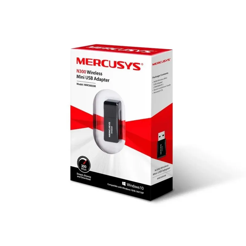 Karta sieciowa bezprzewodowa Mercusys MW300UM N300 USB | PartsPC.pl