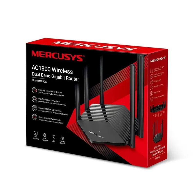 Router bezprzewodowy Mercusys MR50G AC1900 2xLAN 1xWAN | PartsPC.pl