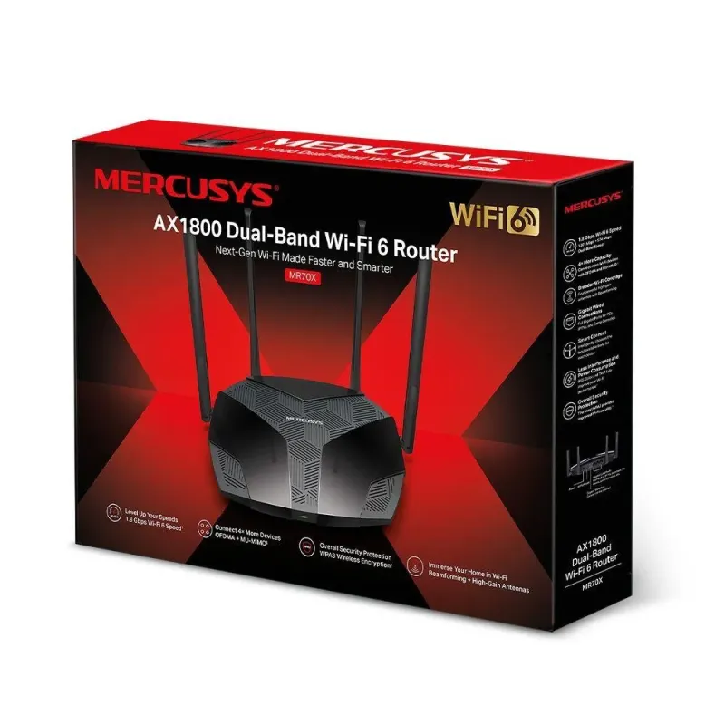 Router bezprzewodowy Mercusys MR70X AX1800 3xLAN 1xWAN | PartsPC.pl
