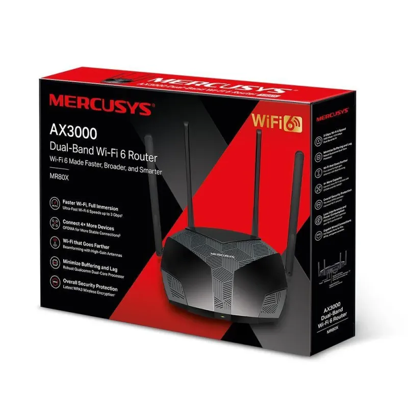 Router bezprzewodowy Mercusys MR80X AX3000 3xLAN 1xWAN | PartsPC.pl