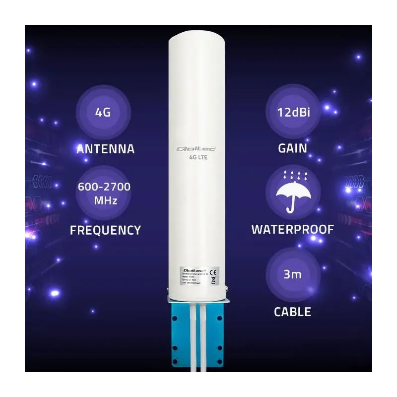 Antena 4G LTE Qoltec DUAL | 12dBi | dookólna | zewnętrzna | PartsPC.pl