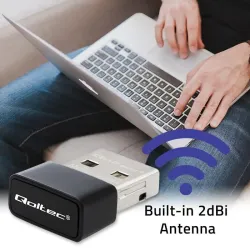 Adapter Qoltec Wi-Fi USB ultraszybki, bezprzewodowy mini | PartsPC.pl