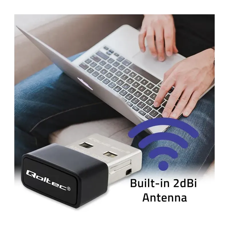 Adapter Qoltec Wi-Fi USB ultraszybki, bezprzewodowy mini | PartsPC.pl