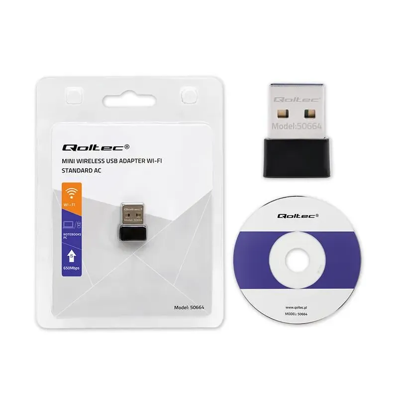 Adapter Qoltec Wi-Fi USB ultraszybki, bezprzewodowy mini | PartsPC.pl