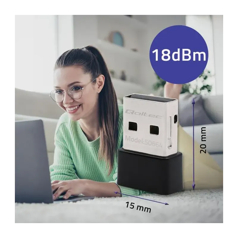 Adapter Qoltec Wi-Fi USB ultraszybki, bezprzewodowy mini | PartsPC.pl
