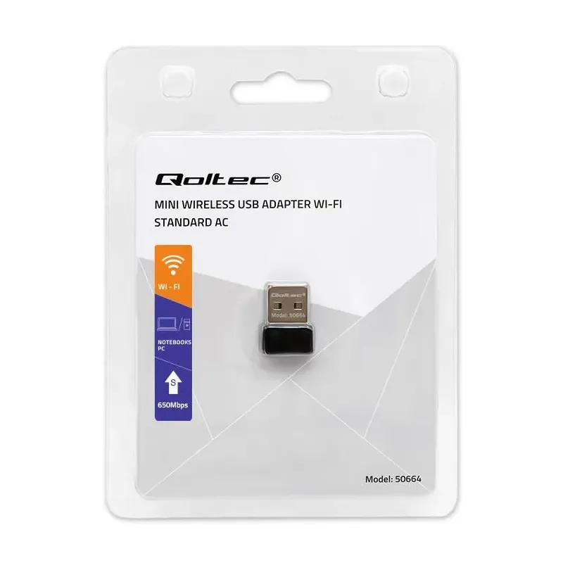 Adapter Qoltec Wi-Fi USB ultraszybki, bezprzewodowy mini | PartsPC.pl