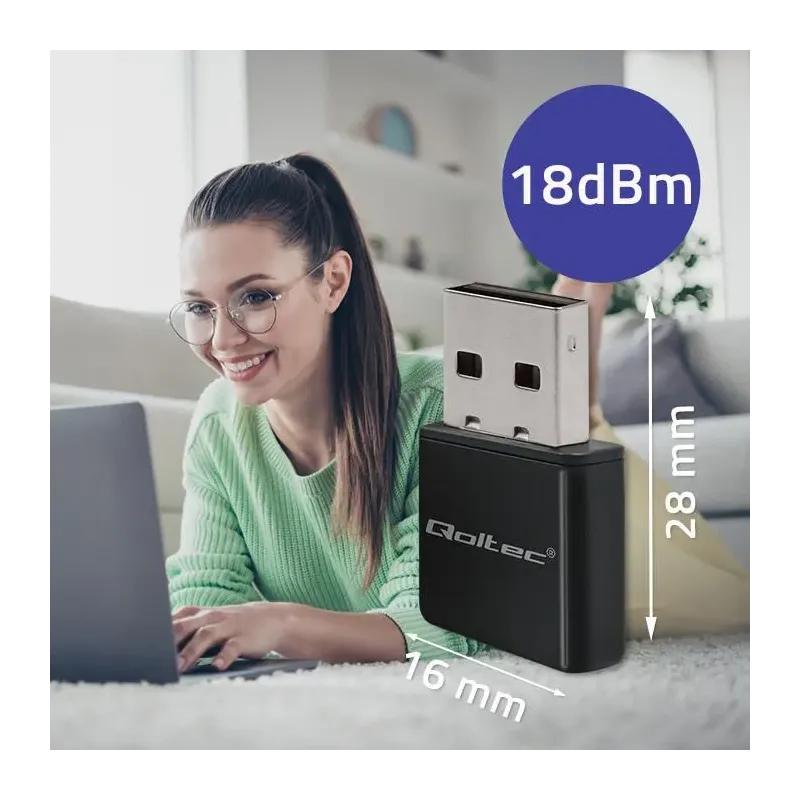 Karta sieciowa Qoltec Bezprzewodowy Ultra szybki mini | PartsPC.pl