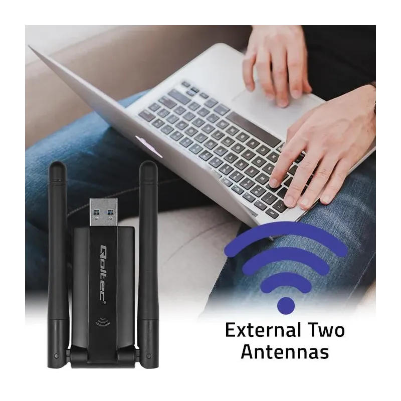 Karta sieciowa Qoltec Bezprzewodowy Adapter USB DUAL | PartsPC.pl