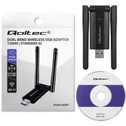 Karta sieciowa Qoltec Bezprzewodowy Adapter USB DUAL | PartsPC.pl