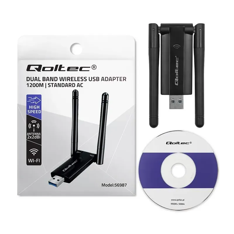 Karta sieciowa Qoltec Bezprzewodowy Adapter USB DUAL | PartsPC.pl