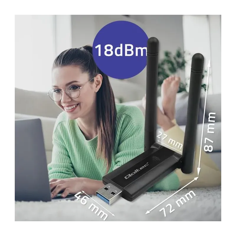 Karta sieciowa Qoltec Bezprzewodowy Adapter USB DUAL | PartsPC.pl