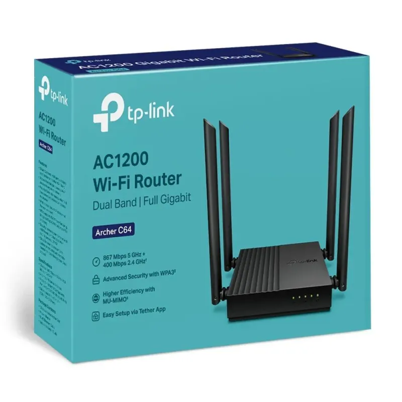 Router TP-Link Archer C64 Wi-Fi AC1200 MU-MIMO 4xLAN | PartsPC.pl