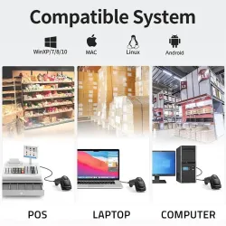 Czytnik kodów kreskowych Qoltec Laserowy 1D | 2D | Czarny | PartsPC.pl