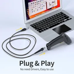 Czytnik kodów kreskowych Qoltec Laserowy 1D | 2D | Czarny | PartsPC.pl