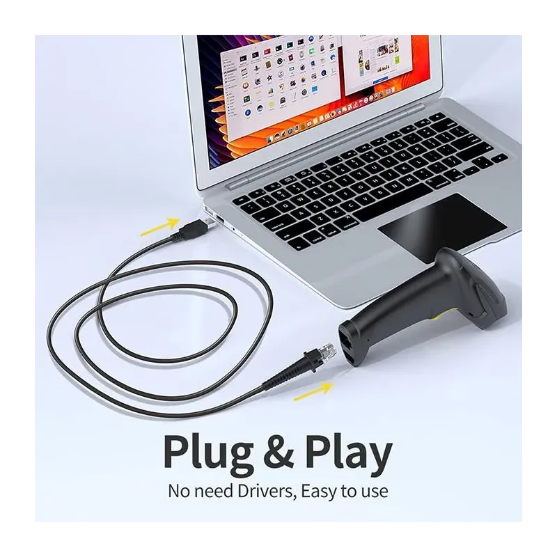 Czytnik kodów kreskowych Qoltec Laserowy 1D | 2D | Czarny | PartsPC.pl