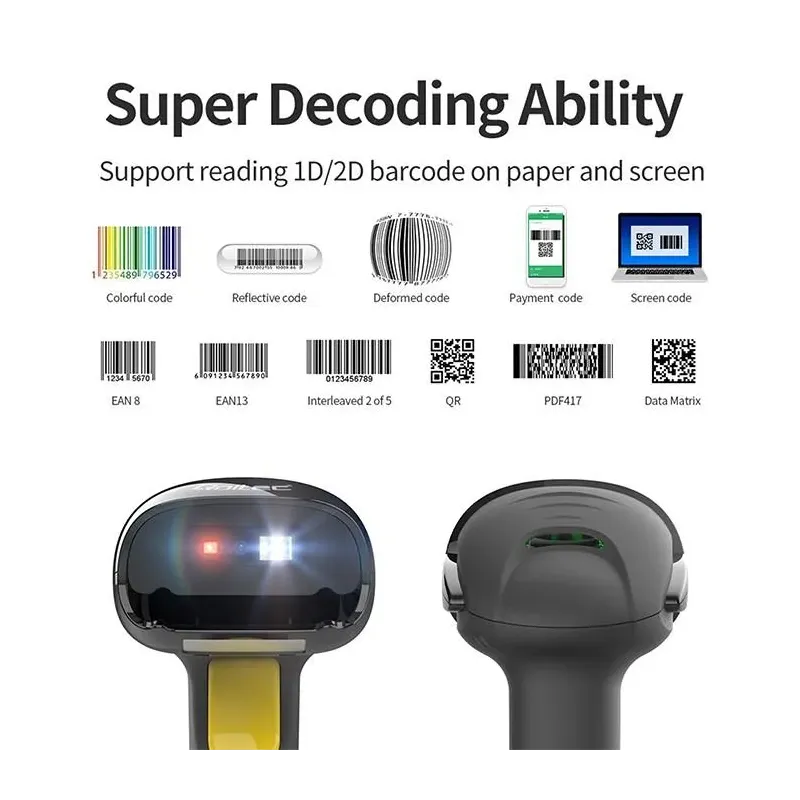 Czytnik kodów kreskowych Qoltec Laserowy 1D | 2D | Czarny | PartsPC.pl