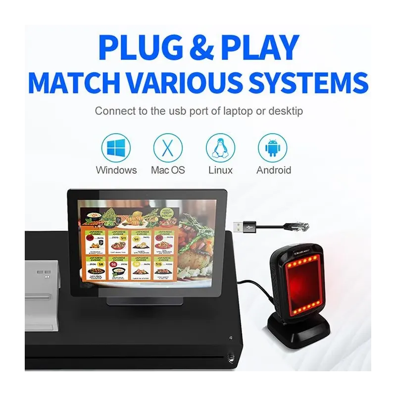 Czytnik kodów kreskowych Qoltec | stacjonarny | 1D i 2D | PartsPC.pl