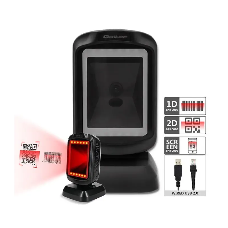 Czytnik kodów kreskowych Qoltec | stacjonarny | 1D i 2D | PartsPC.pl