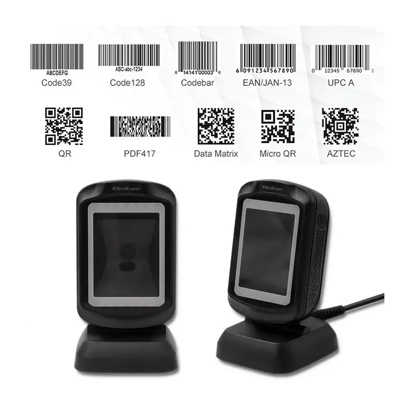 Czytnik kodów kreskowych Qoltec | stacjonarny | 1D i 2D | PartsPC.pl