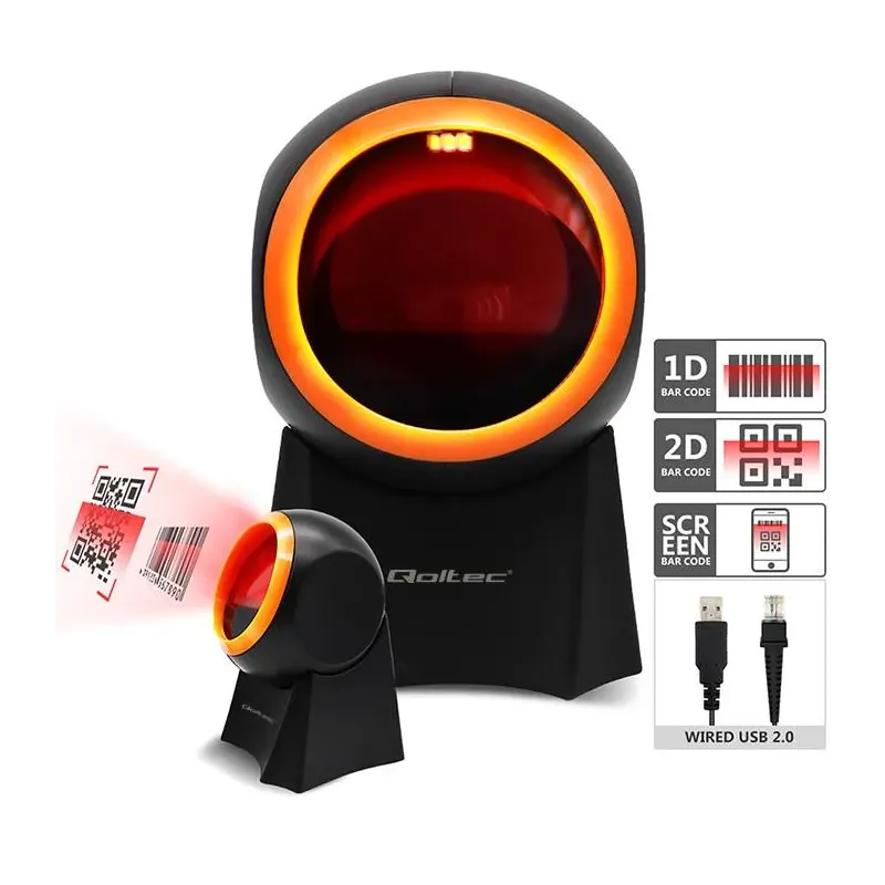 Czytnik kodów kreskowych Qoltec 1D | 2D | stacjonarny | PartsPC.pl