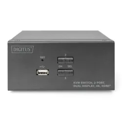 Przełącznik KVM DIGITUS 2 portowy HDMI, Dual Display, 4K... | PartsPC.pl