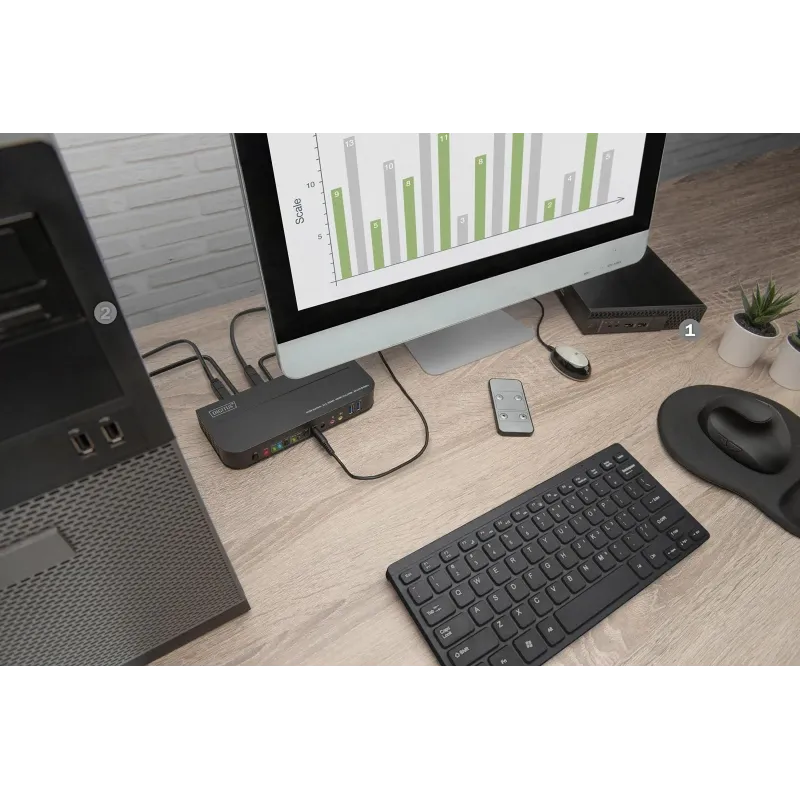 Przełącznik KVM DIGITUS 2 portowy HDMI 4K 60Hz 2xUSB | PartsPC.pl