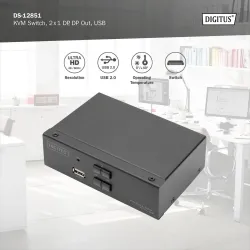 Przełącznik KVM DIGITUS 2 portowy DisplayPort, 4K 60Hz | PartsPC.pl