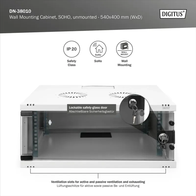 Szafa wisząca jednosekcyjna DIGITUS 19" 4U, SOHO 241 x | PartsPC.pl