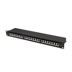 Patch panel Lanberg 24 port 1U kat.6A ekranowany czarny | PartsPC.pl