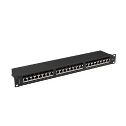 Patch panel Lanberg 24 port 1U kat.6A ekranowany czarny | PartsPC.pl