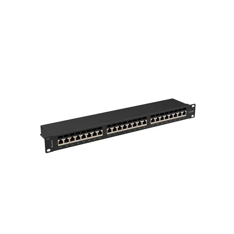 Patch panel Lanberg 24 port 1U kat.6A ekranowany czarny | PartsPC.pl
