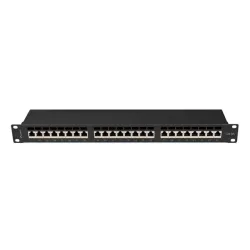 Patch panel Lanberg 24 port 1U kat.6A ekranowany czarny | PartsPC.pl